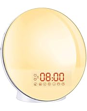 Cadrim Wake up Light, Natural Sunrise Simulation Alarm Clock Sunset Fading with Dual Alarm Clocks Snooze Function 7 Natural Sounds Setting Color Changeable Beside Nightlight and FM Radio for Bedroom