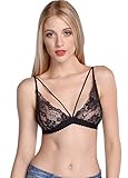 Wink Gal Women's Sexy Deep V Full Lace Thin Band Bralette