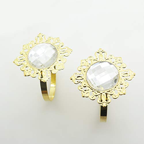 AngHui Napkin Rings for Weddings, Parties, and Events 10pc Set Bulk Golden Napkin Rings for Christmas Table