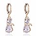 Cute Cat Crystal 18k Gold Plated Earrings Stud Women Jewelry + 925 Sterling Silver Earnuts Gs0131
