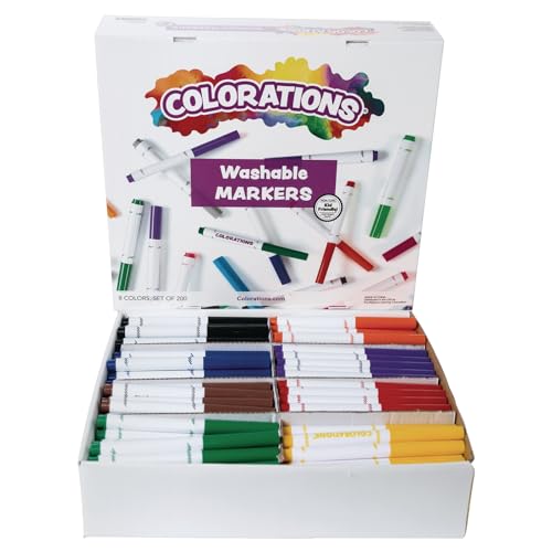 Colorations Classic Markers, Conical Tip,Set of 200, 8 Bold Colors, Coloring, P…