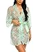 Avidlove Negligee Lingerie Laungera Women's Lace Kimono Robe Babydoll Lingerie Mesh Nightgown Green M