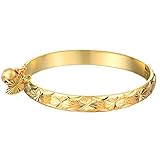 UM Jewelry Gold Plated New Born Baby Bracelet Bangle for Infant with Charms Heart Leaf,Bell 5.31