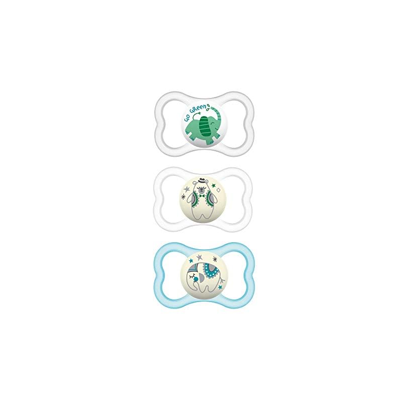 MAM Air Day & Night Baby Pacifier, for Sensitive Skin, Glows in The Dark, 3 Pack, 16+ Months, Unisex,3 Count (Pack of 1)