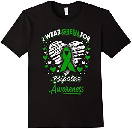 Men's I Wear Green For Bipolar Awareness T-Shirt 2XL Black