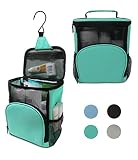 TERRA Home Portable Shower Caddy - College Dorm Room Essentials - Large Capacity, Quick Dry, Mildew and Water Resistant with Metal Hook - Hanging Shower Bag for Gym and Travel (Aqua)