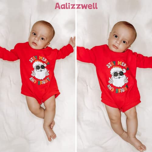 Aalizzwell 3-6 Months Infant Baby Girl Boy Christmas Outfit Romper  Sweatshirt Long Sleeve Oversized Shirt Pull