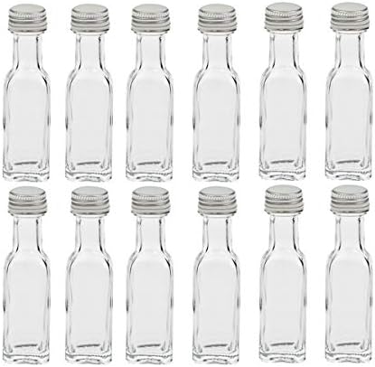 hocz  6/10 pieces Empty Glass Bottles Maraska Capacity 20 ml Mini Lid Colour Gold For Dressing Sample Bottles Liqueur Bottles Simply Apply Your Own Oil, Silver, Pack of 6