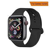 YANCH Compatible with for Apple Watch Band 38mm 40mm, Soft Silicone Sport Band Replacement Wrist Strap Compatible with for iWatch Nike+,Sport,Edition,S/M,Black