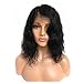 Bob Human Hair Lace Front Wigs Wavy Short Lace Frontal Wigs with Bangs Body Wave Off Black Glueless Shoulder Length Human Hair Wig 12'' 1B Natural Black