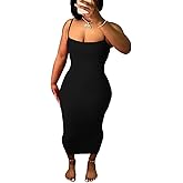 Women's Casual Short Sleeve Dress T Shirt Bodycon Dresses Ribbed V Neck Maxi Sundress Basic Party Club Dress with Pocket