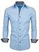 TAM WARE Mens Classic Slim Fit Contrast Inner Long Sleeve Dress Shirts TWNMS314-1-317-SKY-US L