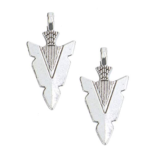 Monrocco 100 Pack Silver Indian Arrowhead Dagger Charms Pendant Jewelry Findings for Bracelets Jewelry Making