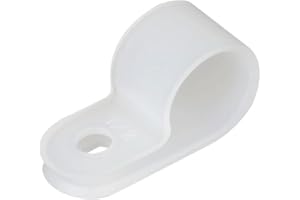 Teansic 200pcs White Nylon R-Type Cable Clamp Fastener 1/2 Inch Plastic Wire Clips Clamps Fasteners Assortment for Cable Conduit