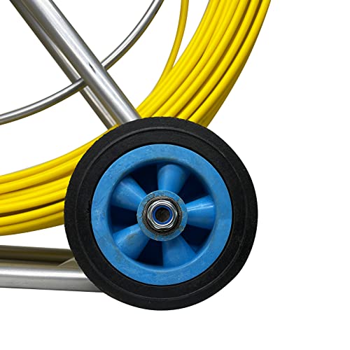 IRSCorp 8mm 150m Fiberglass Fish Tape Draw Needle Fiber Optic Cable Duct Steel Reel Holder with Brake Fiberglass Fish Strip Strand Rigid Turnout