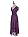 Anna-Kaci Peasant Maiden Boho Inspired Cap Sleeve Lace Trim Maxi Dress, Purple, X-Large