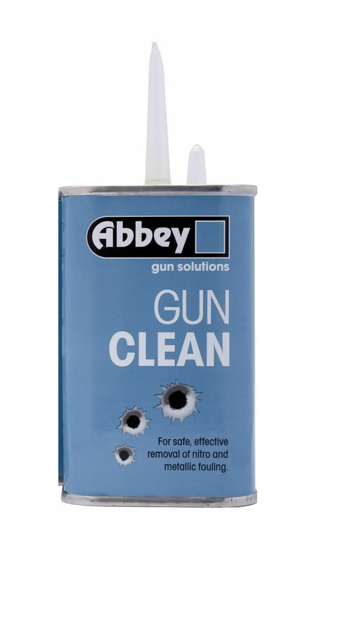 Farm Cottage Brands Abbey Gun Clean, for the effective removal of nitro and metallic fouling. Supplied in 125ml long spout tin