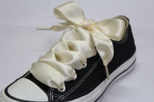 Pixel Shoestring - SATIN RIBBON GENUINE REPLACEMENT SHOELACES BOOTLACES For DR MARTEN color Cream Length 70