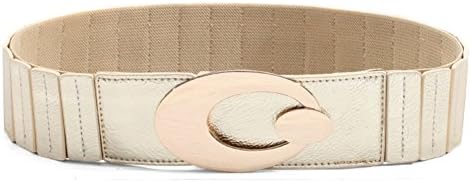 Patent leather elastic belt in autumn and winter/ ladies fashion stretch waist wide-Golden One Size