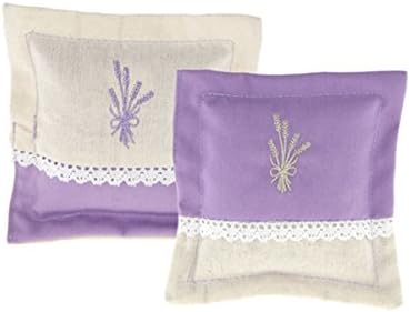 EFR Set of 2 Provence Lavender Sachets - Embroidered Cotton with Lace