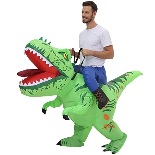 Inflatable Ride-On T-Rex Costume For Adults - Funny Halloween Dinosaur Cosplay Suit, One Size Fits Most