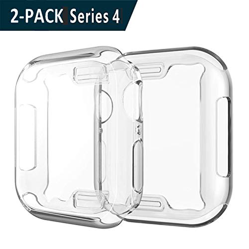 JEDEW 2 Pack Compatible with Apple Watch Protective Case 40mm / 44mm, Soft TPU Full Cover Bumper Ultra Slim Screen Protector Anti-Scratch Accessories for iWatch Series 4 (Crystal Clear 40mm)