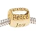 Beadaholique Message Bead Love Faith Pray Peace Joy Hope, Fits Pandora, 22K Gold Plated