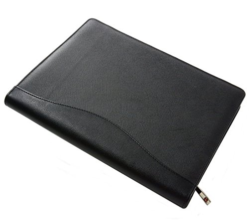 Alpine Swiss Genuine Leather Writing Pad Portfolio Business Case for Left & Right Handed Use with Tablet Sleeve Crosshatch Black - Thumbnail 7