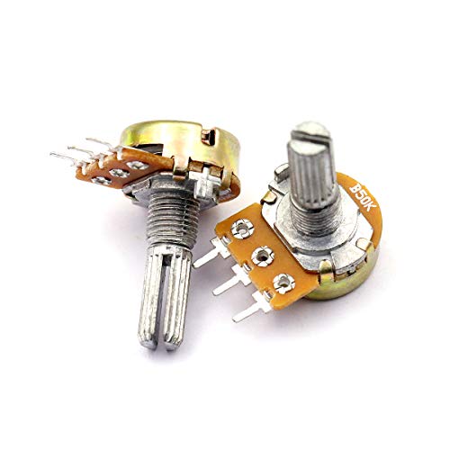 DaFuRui 21Pcs[7 Values x 3pcs] B5K B10K B20K B50K B100K B250K B500K Ohm 3 Terminals Knurled Shaft Linear Rotary Taper Potentiometer with Black Knob Kit - Thumbnail 6