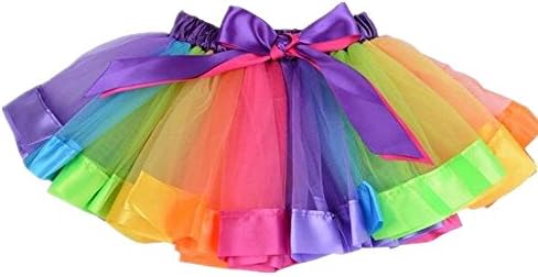 MeQi Girls Layered Rainbow Tutu Skirt Toddlers Dance Dress