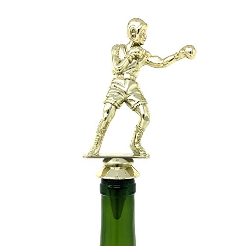 Boxing Wine Bottle Stopper - Handmade with Stainless Steel Base and Repurposed Trophy Top
