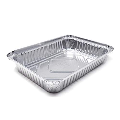 Fig & Leaf (120 Pack) Premium 1.5-LB Takeout Pans with LIDS l Shallow Depth 8.6" x 6.1" x 1.6" l Top Choice Disposable Aluminum Foil for Catering Party Meal Prep Freezer Drip Pans BBQ Potluck Holidays