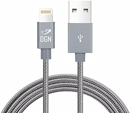 DGN Gadgets iPhone Cable 10FT Nylon Braided Lightning Charger to Cable Data Syncing Cord Compatible with iPhone 7/7 Plus/6S/6S Plus,SE/5S/5,iPad,iPod Nano (10 Feet - Gray)