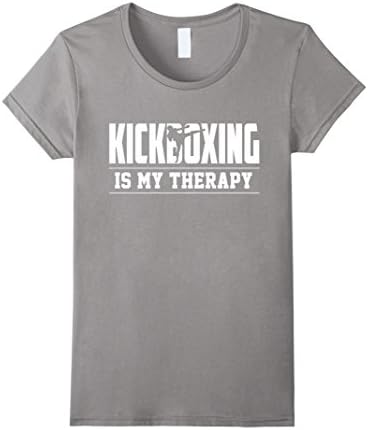Women's KickBoxing Is My Therapy Shirt Gift Medium Slate