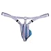 Agoky Men's Enhancing Bulge Pouch G-String Thongs Underwear Low Rise Breathable Bikini Brief T-Back Blue Medium (Waist 24.0