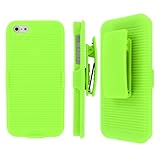 iPhone SE / 5S Belt Clip Case, MPERO Collection 3 in 1 Tough Neon Green Kickstand Case for Apple iPhone 5 / SE / 5S