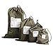 Muryobao Set of 4 Nylon Waterproof Drawstring Bags Folding Sport Home Travel Toys Storage Use Brown