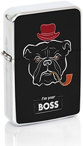 Im Your Boss Bulldog Windproof Flip Top Silver Lighter