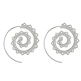 UNKE Round Swirl Maze Spiral Threader Earrings Jagged Circles Earrings