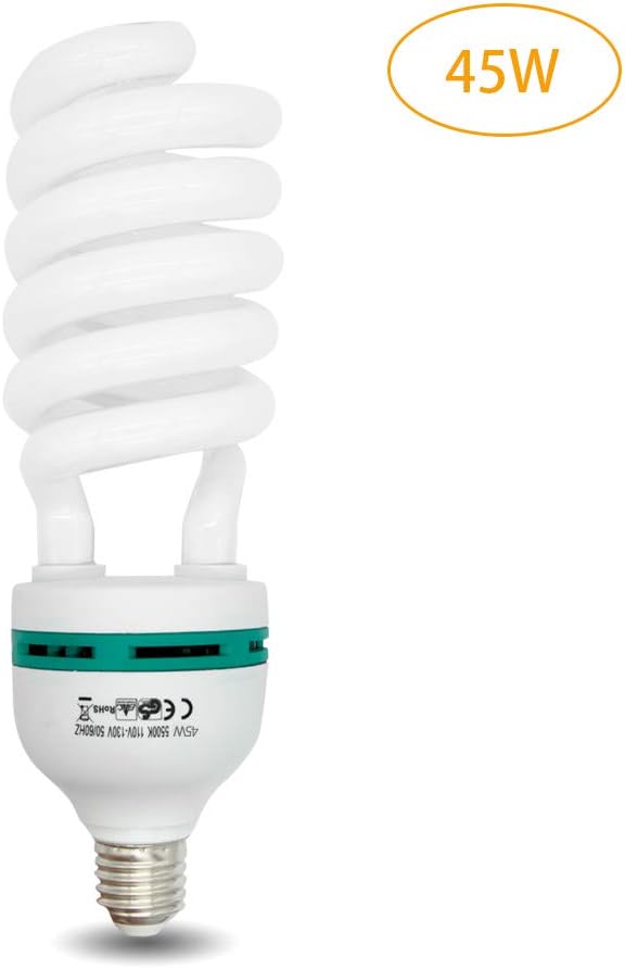 MOUNTDOG 45W Photography Softbox Light Bulbs 5500K Full Spectrum CFL Daylight for Photo Video Studio Lighting-Pure White