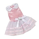 Howstar Puppy Clothes, Cute Doggie Dress for Small Dog Stripe Princess Dress Bow Lace Skirt (Pink, M)