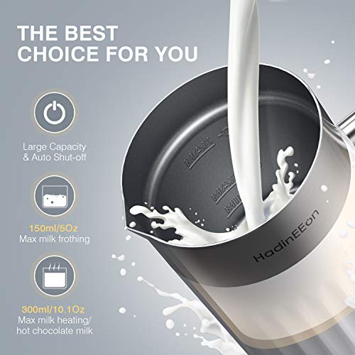 HadinEEon Milk Frother, 5 in 1 Electric Milk Frother and Hot