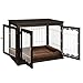 unipaws Dog Crate End Table with Pet Bed, Wooden Wire Dog Kennels with Double Doors, Modern Design Dog Crate Furniture for Indoor Use, Espressothumb 3