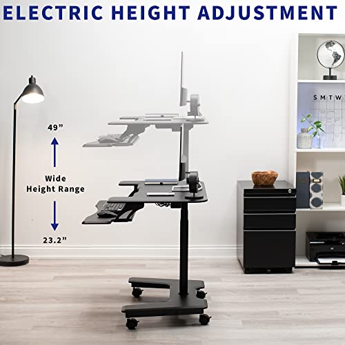 VIVO Black Electric Mobile Height Adjustable 36 inch Dual Platform