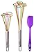 E4U Heat Resistant Stainless Steel Non-Stick Silicone Whisks, Tornado (Pack of 2)
