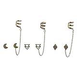 Lux Accessories burnished Gold Boho Ear Cuff Multi Earring Set (3pc)