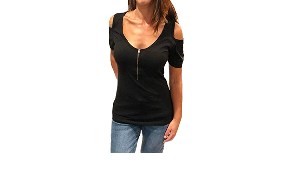 cold shoulder zipper top