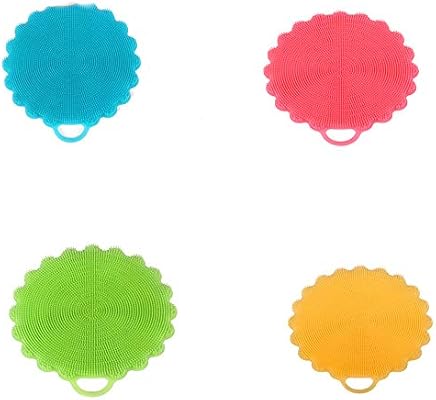 Silicone Antibacterial Dish Washing Flower Shaped Kitchen Scrubbers Food Grade Non Stick Multi Purpose Cleaning Kitchen Dish Brush Bpa Free Assorted Blue Green Orange Red Pack Of 4 Amazon Sg Health Personal Care
