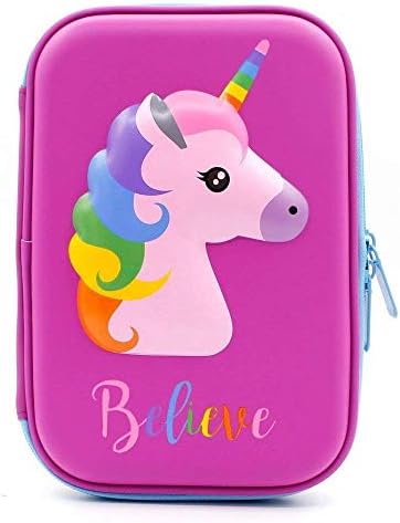 Priceless Deals 3D Unicorn Characters Multi-Layer Large Capacity Premium Quality Hardtop Pencil Case Pouch for School Kids/Teenagers- Pink