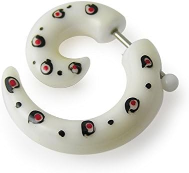 4MM UV Hand Paint Spiral with 316L Surgical Steel Barbell Fake Ear Plug Body jewelry